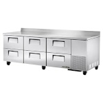 True TWT-93D-6-HC - Work Top Refrigerator, three-section, (6) drawers, stainless steel front